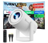 New Generation Turn 1 Projector 2026 | Supports 1080P With Android 14.0 | 200 ANSI Lumen Smart Projector, Native 720P Mini Projector For Bedroom | Screen Mirroring for iOS/Android | Gaming & HDMI