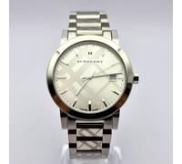 NEW GENUINE BURBERRY BU9037 SILVER THE CITY ENGRAVED UNISEX WATCH