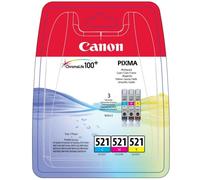 Canon CACLI521CMY Original Canon CLI-521 Cyan, Magenta, Yellow Ink Cartridges (521 CMY) - CLI-521 C/M/Y - 2934B010