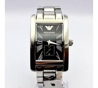 NEW GENUINE EMPORIO ARMANI AR0156 CLASSIC STEEL BLACK DIAL MENS WATCH