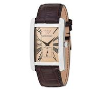 NEW EMPORIO ARMANI WOMENS WATCH RECTANGULAR AR0157 SILVER TONE & BLACK DIAL UK