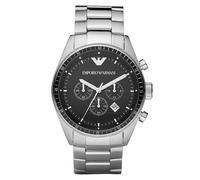 New Genuine Emporio Armani AR0585 Chronograph Men's Watch Black / Silver