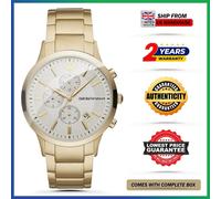 NEW GENUINE EMPORIO ARMANI AR11332 MEN'S WATCH RENATO YELLOW GOLD TONE & CREAM