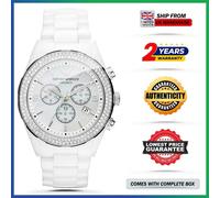 Women's Emporio Armani AR1456 Ceramica Crystal White Ladies Watch - Silver
