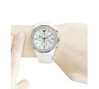 Women's Emporio Armani AR1456 Ceramica Crystal White Ladies Watch - Silver