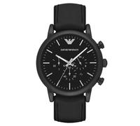 Emporio Armani Mens Chronograph Watch Black Leather Strap Black Dial AR1970