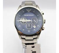 NEW GENUINE EMPORIO ARMANI AR5860 STAINLESS STEEL AND BLUE DIAL MEN'S WATCH