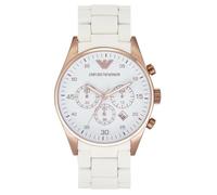 NEW GENUINE EMPORIO ARMANI MENS WATCH AR5919 WHITE DIAL WITH ROSE GOLD CASE UK