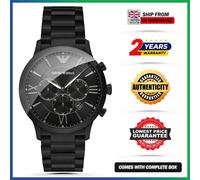 New Genuine EMPORIO ARMANI Giovanni AR11349 Black Strap/Dial Chrono Mens Watch