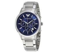 Luxury Emporio Armani AR2448 Mens Watch Chronograph STEEL SILVER BLUE DIAL
