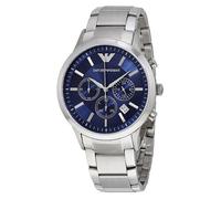 NEW GENUINE EMPORIO ARMANI MENS WATCH AR2448 STAINLESS STEEL SILVER BLUE DIAL UK