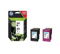 New Genuine HP 301 Original 2 Ink Cartridges - Pack, Black, Tri-Color N9J72AE bn