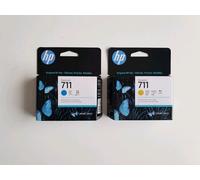 New Genuine HP711 Cyan, Yellow Ink Cartridges Set of 2 Colour - 09/2027+