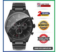 New Genuine HUGO BOSS HB1513714 Pioneer Chronograph Black Dial Strap Mens Watch