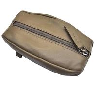 New Genuine Leather Car Key Chain Pouch Holder Coin Pouch Double Zipped Pocket Wallet (Taupe)