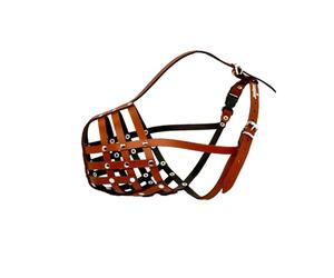 New Genuine Light leather Dog muzzle for Caucasian Shepherd and other large dogs