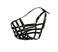 New Genuine Light leather Dog muzzle for Caucasian Shepherd and other large dogs (Black Leather, K2)