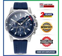 New Genuine Tommy Hilfiger TH1791791 Mason Blue Dial Silicone Strap Mens Watch