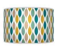 New Geometric Lampshade Mustard Teal Beige Ceiling Light Drum Handmade Lamp Shade Floor Table or Ceiling Pendant Light Shade dz49 (Mustard Teal Beige, 25cm(10"))