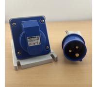 Gewiss GW62004H Low Voltage Screw Wiring Straight Connector, High Performance, IP44/IP54, 6 Reference, 2P+E Pole, 200V-250V, 16 A, 50 Hz/60 Hz, Blue