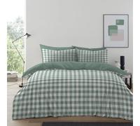 New Gingham Moor Check Duvet Cover Set with Pillowcases Ultra Soft Microfibre Breathable Bedding Set, Elegant Design, Easy Care, Fade and Wrinkle Resistant Quilt Cover Set (Sage Green, Double)