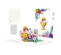 New Girl Card - Paper 7.88x5.91in | Shower Greeting Card Foldable Baptism Confirmation Keepsake For New Parents Grandparents Godparents Gift And Celebration Use