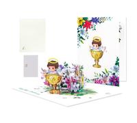 New Girl Card - Paper 7.88x5.91in | Shower Greeting Card Foldable Baptism Confirmation Keepsake For New Parents Grandparents Godparents Gift And Celebration Use