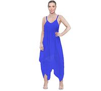 New Girl Fashions H&F Women Ladies Plain Sleeveless Cami Baggy Strapy Romper Harem Lagenlook Playsuit Jumpsuit Top Dress Plus Size XL XXL XXXL 8 10 12 14 16 18 20 22 24 26 Royal-Blue