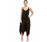 New Girl Fashions H&F Women Ladies Plain Sleeveless Cami Baggy Strapy Romper Harem Lagenlook Playsuit Jumpsuit Top Dress Plus Size XL XXL XXXL 8 10 12 14 16 18 20 22 24 26 Black