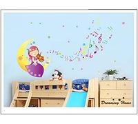 ***New*** Girl on The Moon Fairy Stars Violonist Notes Music Nursery Decal Boys Room Kids Room Art Decal Girls Room Wall Stickers Decals Decor