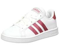 New Girls Adidas Kids Grand Court K Tennis Shoe Trainers White / Pink