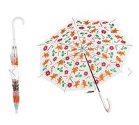 New Girls Clear Dome Gingerbread Umbrella With C Shaped Handle, Ensure Weather Protection, Complete Coverage With its High-Grade PVC Cover, Easy to Grip, Perfect for Both Rainy & Sunny - Multicolour