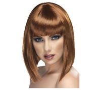 Glam Blunt Wig with Fringe Brown Fancy Ladies Fancy Dress Halloween