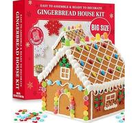 New Glamoring Christmas Large Gingerbread House Kit - Holiday Decorating Kit- Ideal For Holiday Gatherings Or Cozy Winter Afternoons -B01