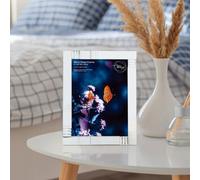 New Glass Photo Frame (8 x 6 inch) with Mirror & Diamond Inlay - Elegant Freestanding Picture for Memories - Decorative Glass & MDF Display Frame for Tabletops, Consoles & Shelves N-62