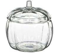 New Glass Pumpkin Jar - Elegant 18cm Autumn-Inspired Decorative Glass Storage Container, Perfect for Holding Snacks, Sweets, Potpourri, or as a Stylish Seasonal Home Décor Accent -A32