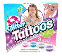 New|| Glitter Tattoos Kit with Bio-glitter, 28 Stencils, 4 Sparkly Colours | Temporary Tattoo Set for Kids | Glitter Tattoo Toys Set for Creative Kids | Children Birthday Girls Gifts for Ages 8+.||