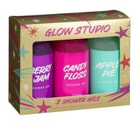 New Glow Studio 3pc Shower Gel Gift Set - Fragrant Trio with Berry Jam, Candy Floss & Apple Pie 200ml Shower Gels, Perfect Pampering Treat, Stocking Filler or Holiday Gift-A87