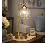New Gold Elegant Glass Globe Table Lamp with Curved Brass Stand - Decorative Bedside Light,Perfect for Modern or Traditional Home Décor Gift-A51