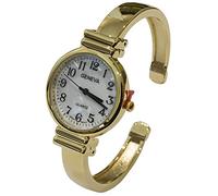 New Gold Geneva Metal Band Slim Case Women's Bangle Cuff Watch, Gold, L, Modern