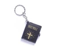 New Golden Cross Key Chain Ring The Old Testament Mini Holy Bible Book Case Gift