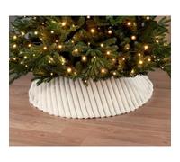 New Gorgeous Peaceful Light Cream Ribbed Design Christmas Tree Skirt An Elegant Decoration For a Cosy Look - A06