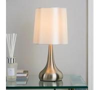 New Gorgeous Rimini Lamp Beside Desk Faux Silk Table Lamp Home Decor- Cream, Lamp is Compatible Only with Dimmable LED Bulbs and Different Levels of Brightness