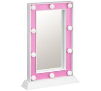 New Gorgeous Sparkling Glitter And Glowing LED Lights LED Table Mirror Ideal For Makeup Lovers Dressing Table Home Decor (Pink)