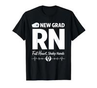 New Grad RN Full Heart Shaky Hands Registered Nurse Value Graphic T-Shirt, Men, Black, S