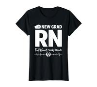 New Grad RN Full Heart Shaky Hands Registered Nurse Value Graphic T-Shirt, Women, Black, XL