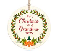 New Grandma Christmas Ornament First Grandma Keepsake 2025 Xmas Gift for New Grandma Christmas Tree Decorations for First Time Grandmother Home Decor Wooden Hanging Ornaments