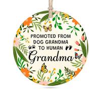 New Grandma Ornament Baby Announcement Gift for 1st Time Grandmother Christmas Tree Decoration from Granddaughter Grandson Wooden Christmas Ornaments Promoted from Dog to Human Grandma