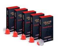 New Grano Milano French Roast Coffee Capsules - 50 Aluminium Coffee Pods Compatible with Nespresso Original line, Dark Roast - Intensity 10/12, Made in Italy