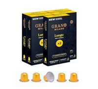 New Grano Milano Lungo Coffee Capsules- 100 Aluminium Coffee Pods Compatible with Nespresso Original line,100% Arabica Medium Roast - Intensity 8/12, Made in Italy